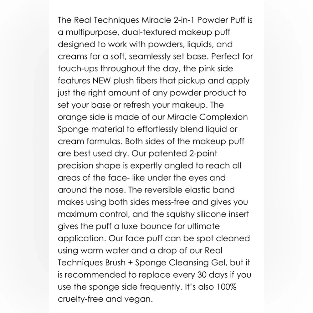 BNIB Real Techniques Miracle 2-in-1 Dual Sided Powder Puff
